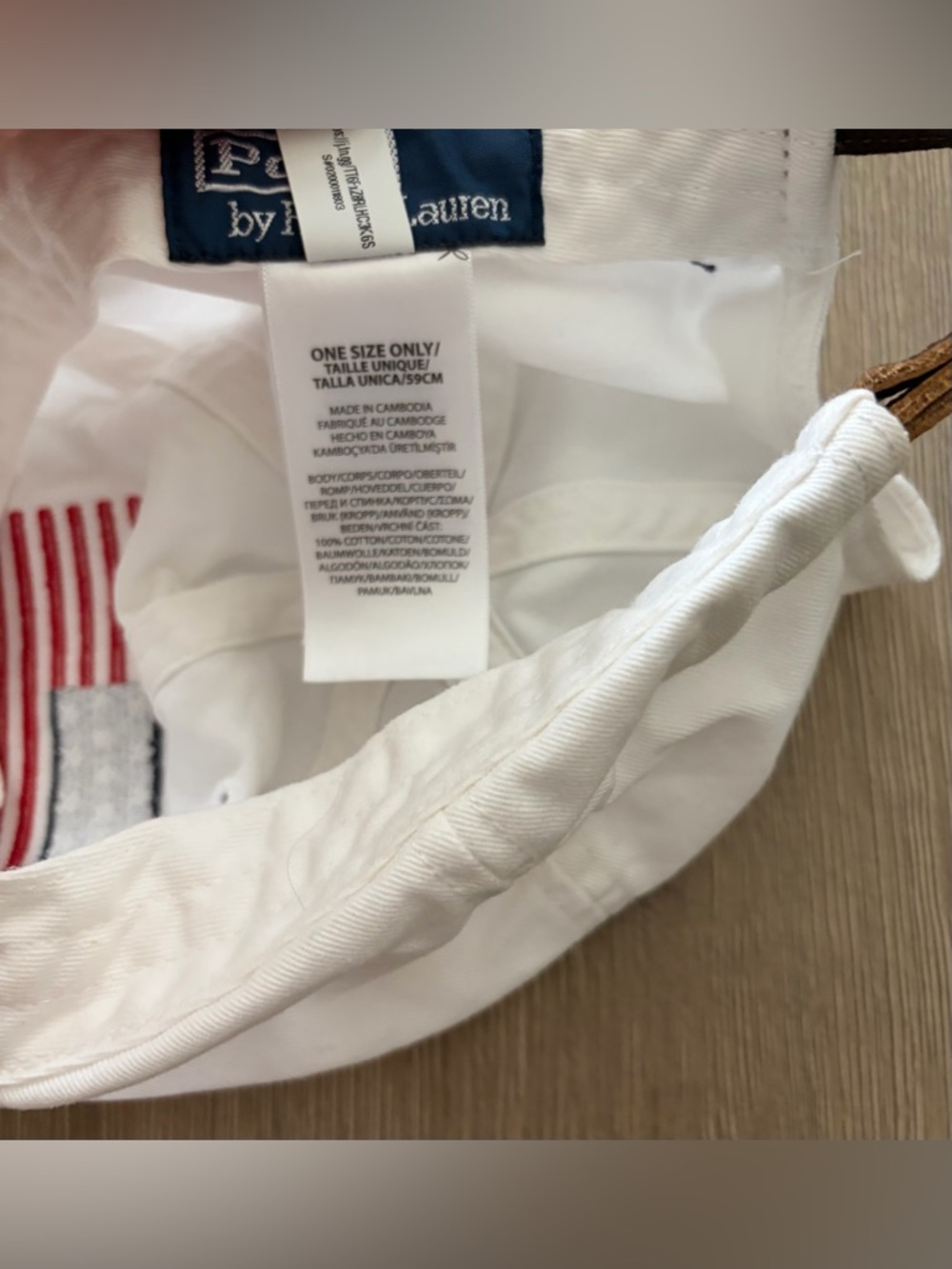 Ralph Lauren White Baseball Cap with Red & Blue Flag Detail - Picture 4 of 4
